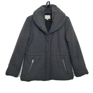 Ann Taylor Loft Puffer Jacket SZ Medium Petite Gray Zip Winter